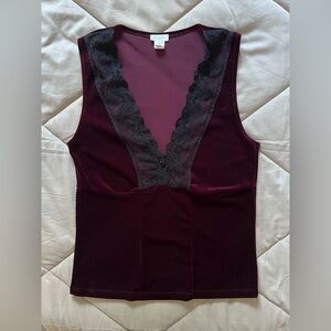 Vintage Y2K Aqua Burgundy Top with Lace Detail size M❤️